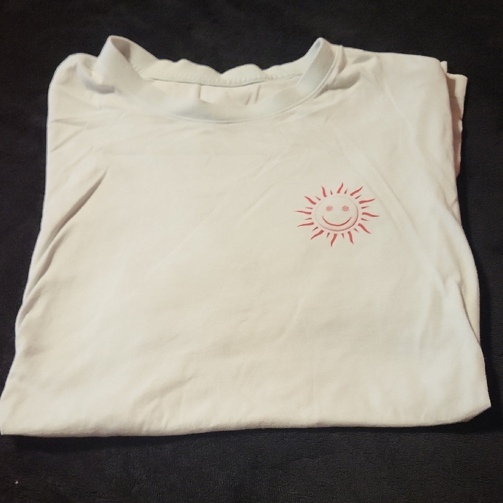 Nike White Tee with Pink Sun Design